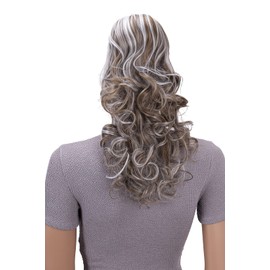 CAISHA by PRETTYSHOP 18" Hairpiece Ponytail Extensions Voluminous Wavy Light Brown Gray Mix PH37