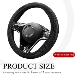 Wevdn Car Steering Wheel Cover, 15 Inch Anti Slip Leather Elastic Steering Wheel Protector Pad, Breathable Steering Wheel Cover for Men Women, Interior Decor Car Accessories (Black)