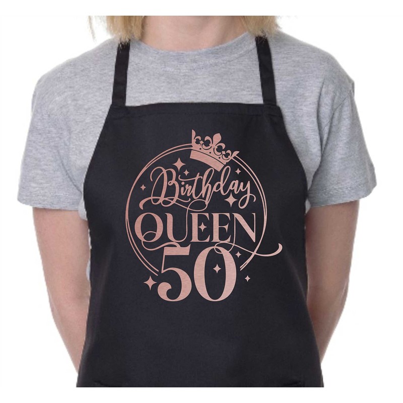 Print4U Birthday Queen 50 Ladies Apron 50th Birthday Gift Cooking