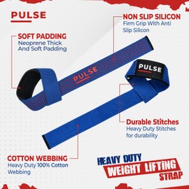 Weight Lifting Straps with Non-Slip Silicon Grip - 21 Inch, 4mm Thick Padding - Ideal Wrist Straps for Powerlifting, Deadlifting, and Gym Workouts (Royal Blue Classic Lifting Straps)