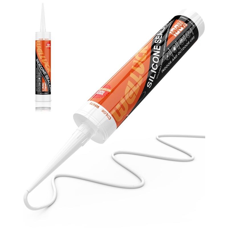 WELLUCK White Silicone Caulk, 100% Waterproof Silicone Sealant Adhesive Caulking,for