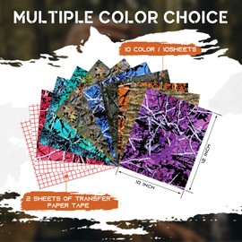 Tintnut Camo Permanent Vinyl - 10 Sheets 12"x10", Real Tree Permanent Adhesive Vinyl, Hunter Pattern Self Sticker Water Proofing Vinyl Compatible with Cricut Or Silhouette
