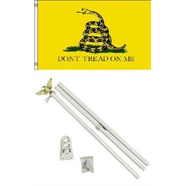 JumpingLight 2x3 2x3 Gadsden Yellow Snake Dont Tread On Me Flag White Pole Kit Set - Quality Flags