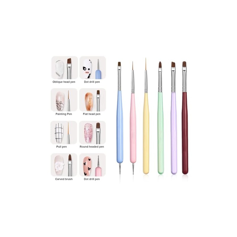 Juego de brochas profesionales para decoración de uñas de 6