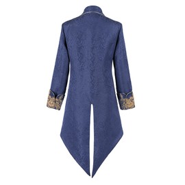 Crubelon Men Steampunk Medieval Jacket Gothic Victorian Frock Coat Uniform (Blue, XX-Large)