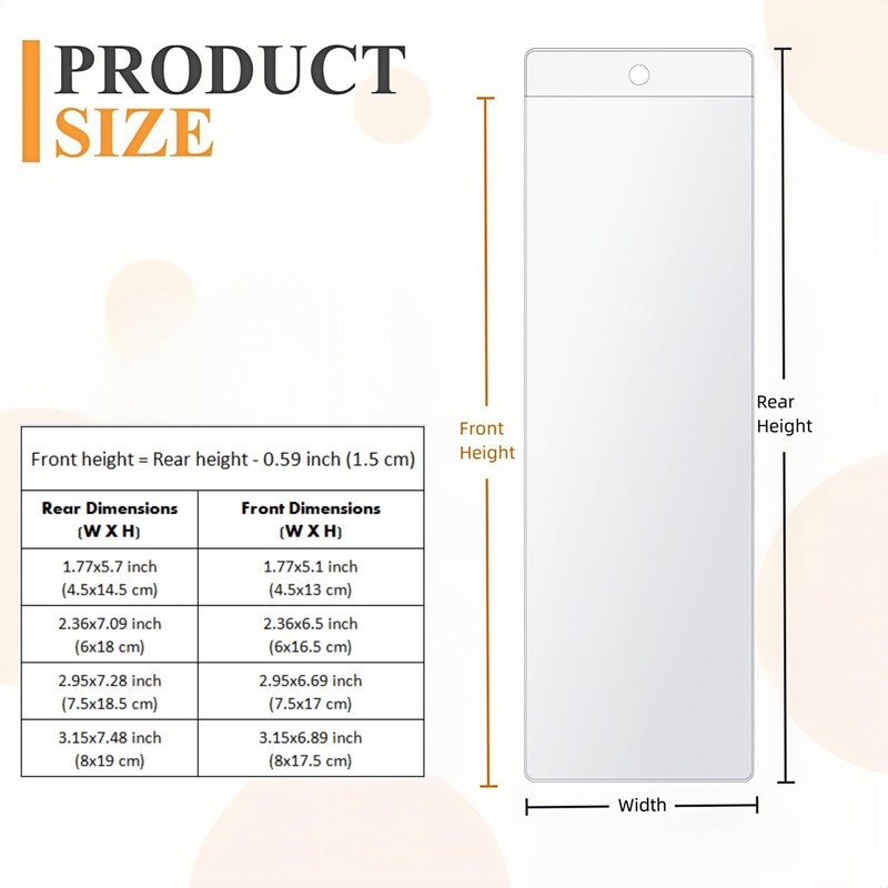 MITOB 50 Pack Clear PVC Sleeves Plastic Bookmark Holder 2.36x7.1