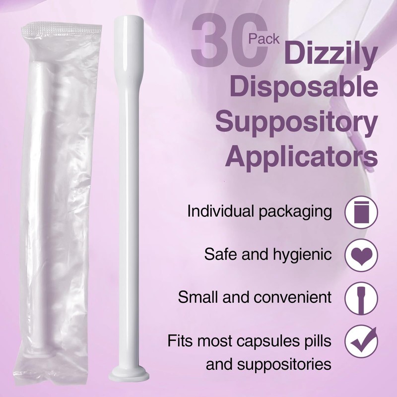 Dizzily 30 Pack Disposable Vaginal Suppository Applicators for Women, Individually