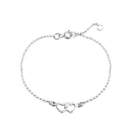 Silverly Women's 925 Sterling Silver Double Heart Interlocking Link Chain Bracelet, 16+2cm Extender