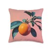 Persimmon Fruit Lover 70s Retro Throw Pillow