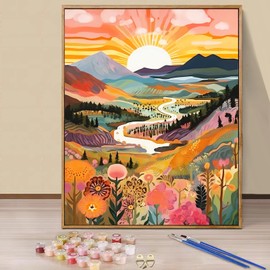 YALKIN Paint by Numbers Adults, Paint by Numbers, DIY Landscape with Brushes and Acrylic Paints, Hand Painted Oil Painting Canvas for Home Decor, Without Frame (40 x 50 cm)