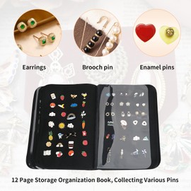 Oeun fan Enamel Pin Display Bag Pin Transaction Book, 12 Page Collectible Pins Board Storage Organization Box Suitable For Various Sizes Of Pins, Travel Brooches, Sports Medals