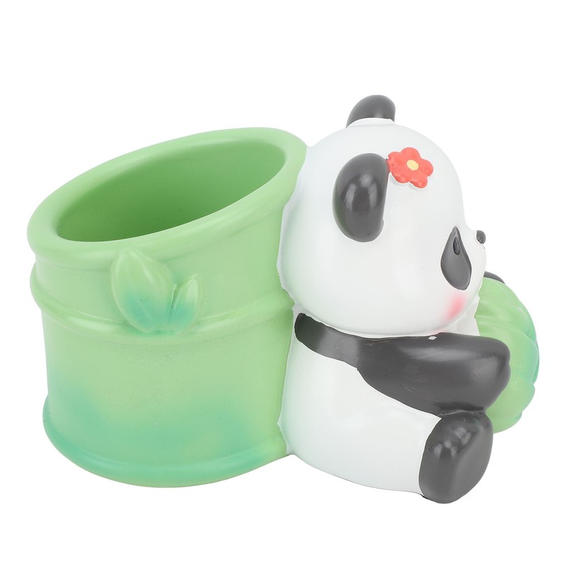 Panda Bamboo Pen Holder Cute Shape Large Capacity Resin Multipurpose