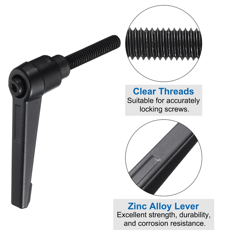 sourcing map 4pcs Clamping Lever Adjustable Handle Set Metric M6