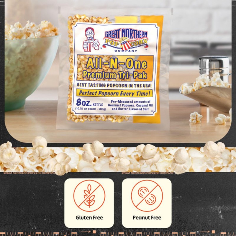 Movie Theater Style 12-Count Popcorn Packs - Pre-Measured 8-Ounce All-in-One