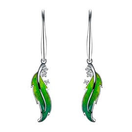 GW 925 Sterling Silver Earrings Hoops for Women Lightweight, Dangle Drops Earrings Ear Stud with Cubic Zirconia,Women's Hoops Earring for Mom/Wife/Daughter/Girlfriend (Green)