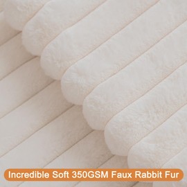 BAOLIZEGAO Double-Sided Faux Fur Plush Throw Pillow Covers 12x20 Set of 2 Fuzzy Striped Soft Cozy Pillowcase Luxury Decorative Pillows Rectangle Shaggy Cushion Cover for Couch Sofa Bed,Cream White