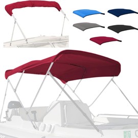 Seapisode 4 Bow Marine Grade Fade and Crack Resistant Bimini Top Replacement Cover, Heavy-Duty Waterproof and UV-Proof Boat Canopy, Easy Install Zipper Sleeves (Without Frame), Burgundy, 8'L 91"-96" W