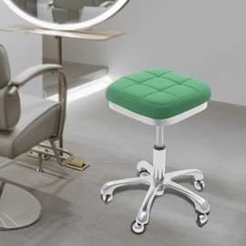 MARTEXBUY Esthetician Chair, Pedicure Stool, Square Rolling Salon Spa Chair, Vanity Stool Chair, Massage Stools with Wheels (Green)