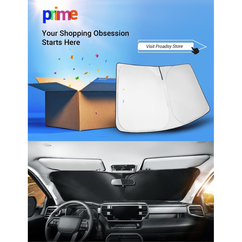 Proadsy - Parasol plegable para parabrisas delantero 2024, ajuste personalizado,