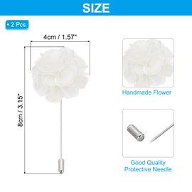 PATIKIL Flower Boutonnieres Pin, 2 Pcs Lapel Pin for Men Camellia Flower for Suit Wedding Graduation Anniversary Brooch Graduation Outfit Accessories, White