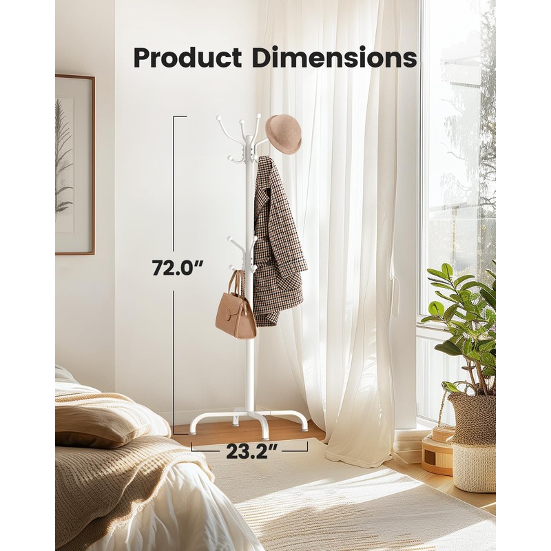 Pipishell Coat Rack with 14 Hooks, Freestanding Coat Rack Stand