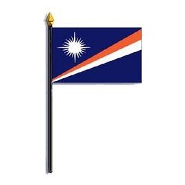 Marshall Islands Flag Rayon On Staff 4 in. x 6 in.