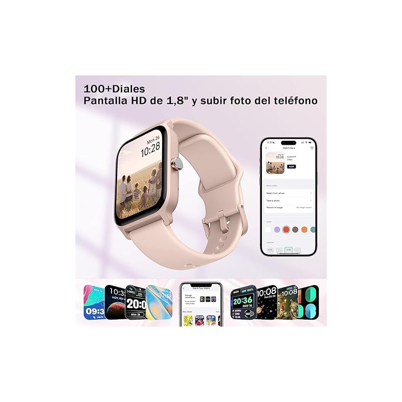 Reloj Inteligente smartwatch para Hombre Mujer Llamada Bluetooth, Pantalla Táctil