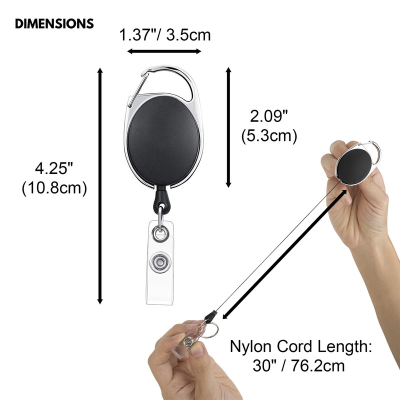 GOGO 4 Packs Retractable Keychain Badge Holder with Carabiner Reel