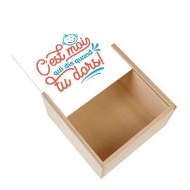 Fabulous Wooden Box - C'est Moi Qui Dis Quand Tu Sleeps Baby Parents (11 x 11 x 3.5 cm)