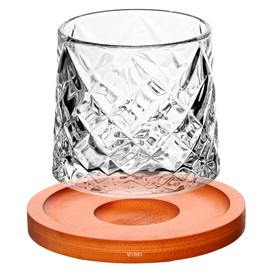 Vaso Giratorio 360° Antiestrés Para Coctelería Base De Bambú