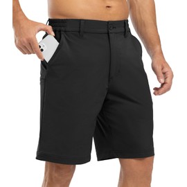 BGOWATU Mens Golf Shorts 9" Stretch Casual Dress Shorts Dry Fit Athletic Hiking Shorts for Summer with Pockets Black 34