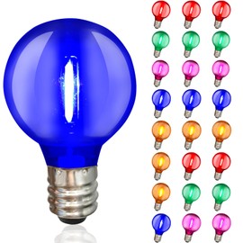 Pallerina 25 Pack Multicolor G40 LED Christmas Replacement Light Bulbs, Replacement Bulbs for Christmas String Lights, G40 Shatterproof Waterproof Dimmable Globe Lights Bulbs E12 Intermediate Base