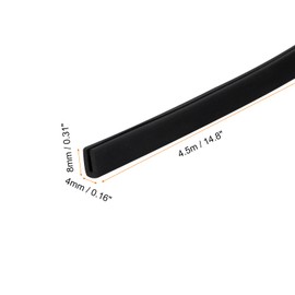 sourcing map U Channel Edge Strips 14.8 ft Length Rubber Protection Seal Strip Edge Protector Flat Fits 0.5-1 mm Edge (5/32" W x 5/16" H) Black