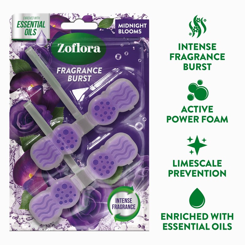 Zoflora Midnight Blooms Toilet Rim Block (Pack of 2)