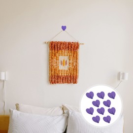 DOITOOL 10pcs Self- Adhesive Hooks Heart Shaped Adhesive Hooks Water Proof Heavy Duty Decorative Wall Hanger with Cartoon Designs for Office Home Bedroom Purple