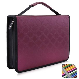 Bewinner 150 Slots Pencil Case PU Leather Fabric Pencil Case Zipper Pencil Case Organize and Protect Pencils Gift for Art Lovers, Colouring Book Enthusiast Artists, purple, Modern