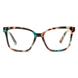 Peepers by PeeperSpecs Women's Octavia Square Blue Light Blocking Glasses, Teal Botanico, No Correction + 0