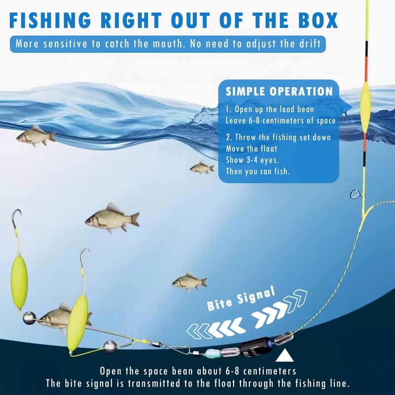 Aerbee Double-Hook Reverse Bottom Rig, Anti Tangle Fishing Hooks, Swimming
