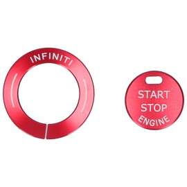 Cunyuer Engine Push Start Stop Button Cover Compatible with Q50 Q50l Qx60, Button Decoration Trim Aluminum Alloy Red