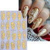 2 Sheets Gold Nail Art Stickers 3D Metallic Flower Nail