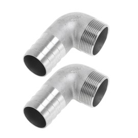 Partuto 2 Pcs Hose Barb Fittings 1.5" BSP Female Pipe Fittings 1.6" OD for Air Water Oil Gas Fuel 304 Stainless Steel Silver Tone