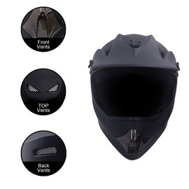KRN Youth Kids Off-Road Helmet KY-B12 ATV Helmet DOT Approved- Motorcycle Motocross Dirt Bike Helmet (Matt Black, Y-S)