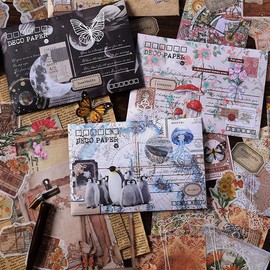 Scrapbook Accessories 100 Pieces Vintage Stickers Set Journal Accessories Stickers Aesthetic, Afternoon Tea Journal Stickers for Photo Album, Scrapbooking, Laptop, (Planet)