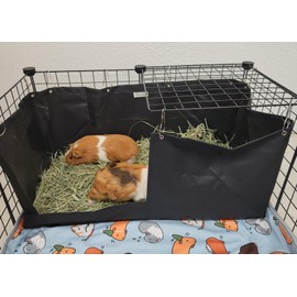 Hayzee Original Guinea Pig Hay Holder Feeder Litter Box Less Mess Encourages Natural Burrowing Instincts and Provides Ample Supply of Hay to Guinea Pigs and Rabbits (Black, 27" with Front)