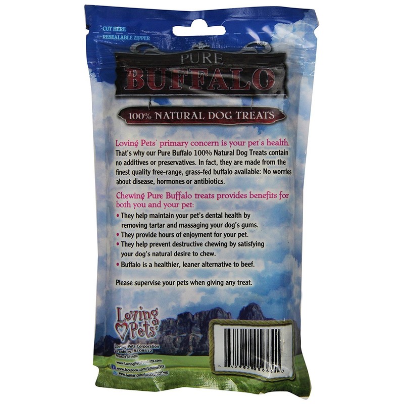 Loving Pets Pure Buffalo 4-Inch Pressed Bully Bone Dog Treat,