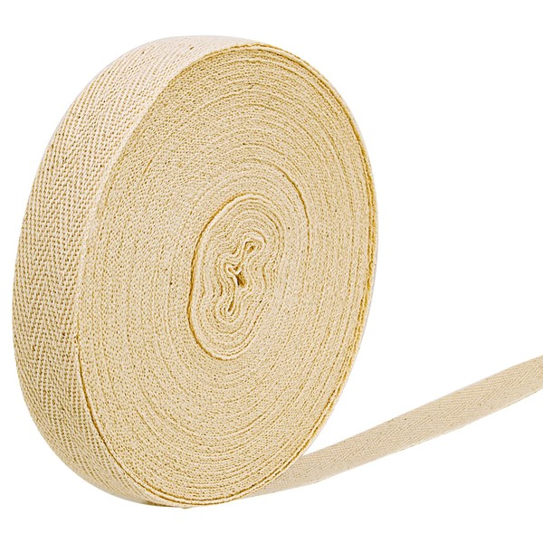 Cotton Tape 15m 20mm Beige Herringbone Ribbon Twill Webbing Tape Cotton Bias Binding Tape Sewing Bunting Tape Cotton Ribbon Binding Tape Twill Tape for Sewing Dressmaking Alterations Craft