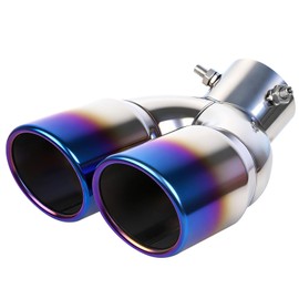 AICARS Dual Exhaust Tips with 2.5 inch Inlet 3 inch Outlet, Straight Stainless Steel Exhaust y Pipe for Car Tailpipe Tip- Black