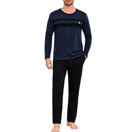 Marvmys Men's Cotton Sleepwear Men's Lounge Pants With Adjustable Drawstrings And Pocket Breathable & Comfortable Pajamas For Man Nightwear Navy Blue L