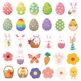 Lucleag 600 PCS Easter Stickers for Kids, Cute Easter Stickers for Crafts, Assorted Pattern Bunny Egg Chick Flower Stickers for Holiday Spring Gift for Kids Party Favor Supplies Decor
