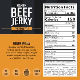Top Notch Wagon Wheels Jerky - High Protein Snacks for Kids and Adults Made From Locally Raised Beef - Flavorful Rounds of Premium Beef Jerky (Teriyaki)